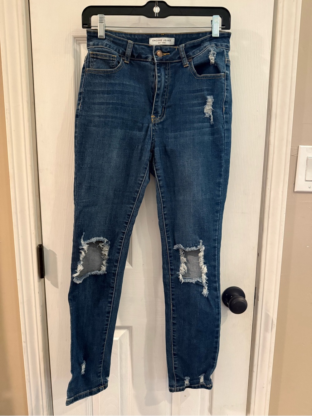 Encore Jeans Dark Blue Distressed Skinny Jeans